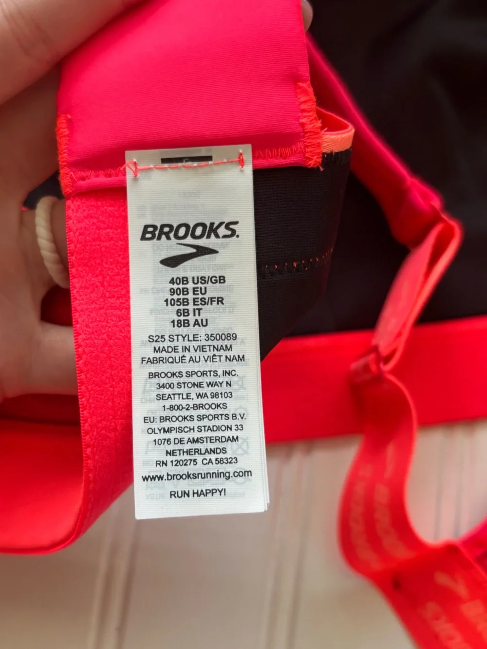Brooks | Women's Convertible 2.0 High Impart Sports Bra Neo Cayenne Size 40B NWT